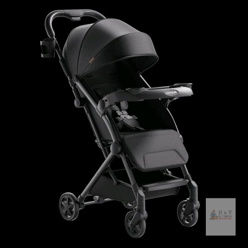 NEW Mompush Lithe V2 Lightweight Travel Stroller, Black, 5-Point Harness, Fully Reclining Backrest