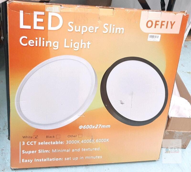 NEW OFFIY 24" LED Super Slim Ceiling Light, 3000K/4000K/6000K, 1.06" Thick, White, CCT Selectable