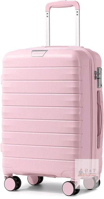 new LARVENDER Pink Hard-shell Carry-On Luggage 21.7" Spinner, Polycarbonate, TSA Lock,