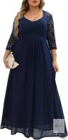 New Size 26 Nemidor Navy V Neck Maxi Dress- Formal- Excellent Quality