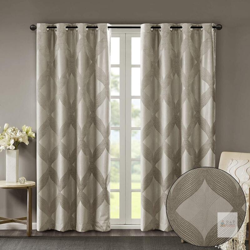 New Sun Smart Bentley Black Ogee Jacquard Total Blackout Grommet Curtain Panel, 50" &times; 84" &ndash; 1 Panel- Retail $52
