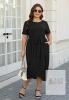 New Size 22 Nemidor Womens Plus Size Solid Pleated Casual Wrap Party Midi Dress with Pocket NEM531 - 2