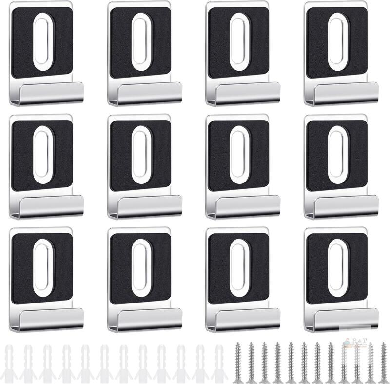 New Guiqulai 12 Pieces Metal Mirror Clips Kit with Screws, Sturdy Frameless Mirror Holder for Wall Mount and Billboard Display (Silver)