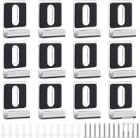 New Guiqulai 12 Pieces Metal Mirror Clips Kit with Screws, Sturdy Frameless Mirror Holder for Wall Mount and Billboard Display (Silver)