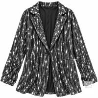 NEW Size XXL Women&rsquo;s Black & Silver Sequin One-Button Blazer, Size XXL, Fully Lined