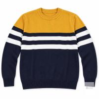 New Size L/XL MAGCOMSEN Men&rsquo;s Colour-Block Striped Knit Crewneck Sweater, Mustard/Navy/White