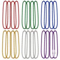 NEW 30" Metallic Mardi Gras Bead Necklaces &ndash; 24-Piece Set, 6 Colours
