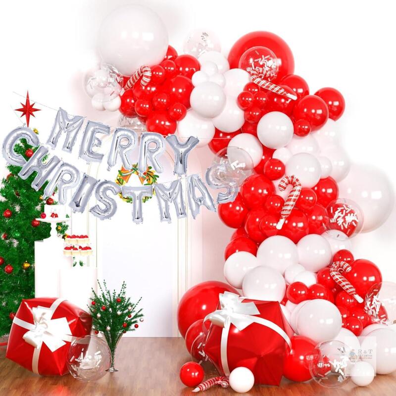 New Tayuvira 146Pcs Christmas Balloon Garland Arch Kit,Christmas Balloon Arch Kit With candy and gift box balloons,Red and White Decorations for Xmas Winter New...
