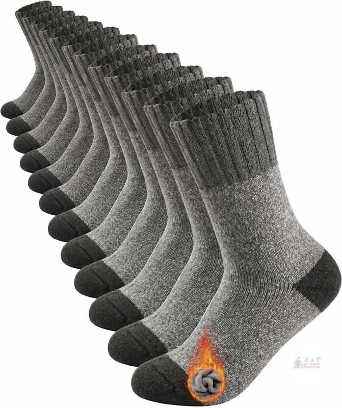 New 6 Pairs Mens size 8-11 Merino Wool Socks Winter Warm Thermal Hiking Thick Cozy Soft Heavy Crew Socks for Cold Weather
