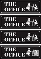 New 4 Pack The Office Door Sign Stickers for Office or Business, 3"x9" Self-Adhesive Vinyl Signs, Weatherproof, Fade-Resistant, Rust-Free, Indoor and Outdoor Use