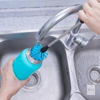 New 15" White Long Handle Bottle Brush, Stainless Steel Bottle Cleaner Brush with Blue Bristles, Bottle Cleaning Brush for Wide Mouth Water Bottles and Tumblers