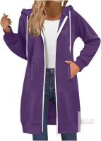 New Size S Women's Oversized Long Zip up Hoodie, Fleece Lined Casual Sweatshirt Jacket with Pockets