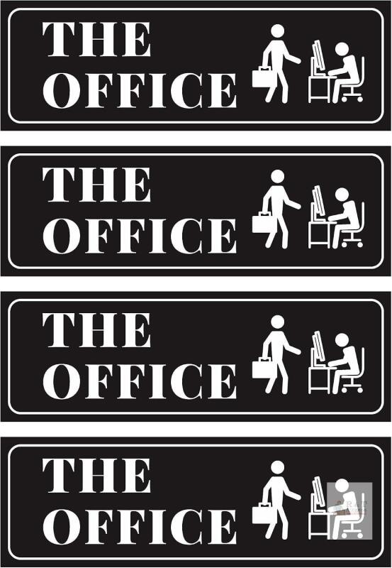 New 4 Pack The Office Door Sign Stickers for Office or Business, 3"x9" Self-Adhesive Vinyl Signs, Weatherproof, Fade-Resistant, Rust-Free, Indoor and Outdoor Use