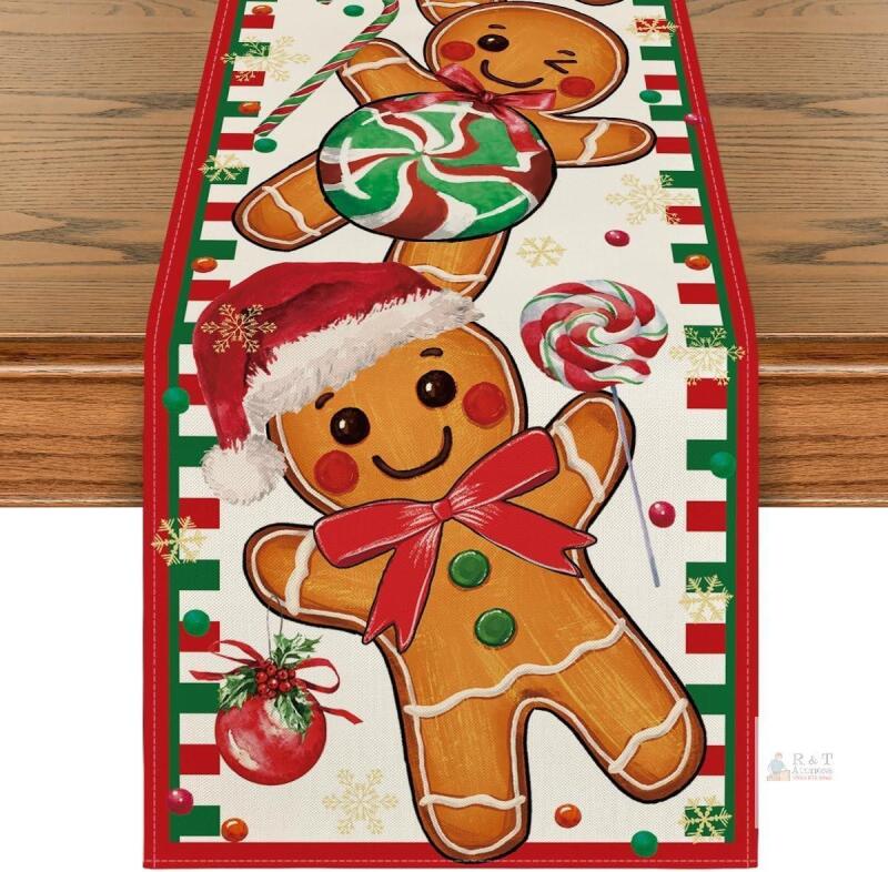New Artoid Mode Gingerbread Xmas Table Runner Home Party Decor 13x90 Inch