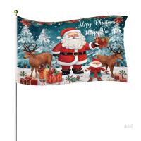 New Large Christmas Flag, 3x5ft Merry Christmas Banner Double-Sided Polyester Happy New Year Flag Deer Santa Garden Flags for Outdoor Yard Winter Holiday Decoration- pole not incl
