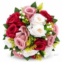 NEW Artificial Rose Flower-Ball Centrepiece Burgundy/Dusty Pink/Ivory, Approx. 10&ndash;12" Very nice quality&ndash; Stand Not Included nor required