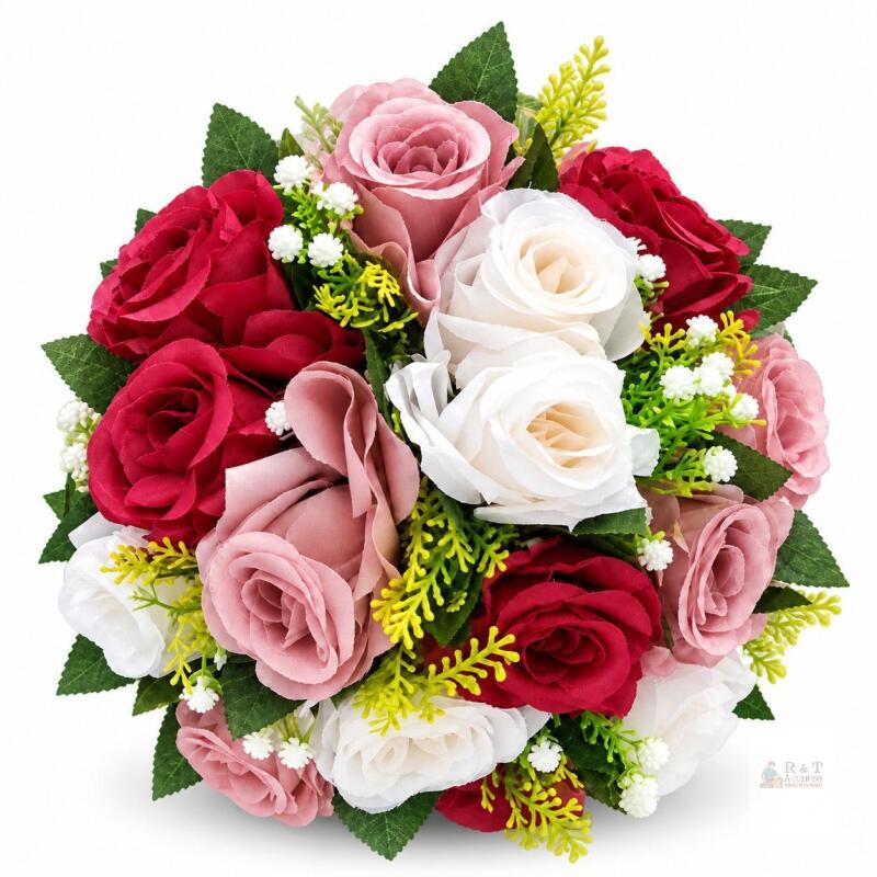 NEW Artificial Rose Flower-Ball Centrepiece Burgundy/Dusty Pink/Ivory, Approx. 10&ndash;12" Very nice quality&ndash; Stand Not Included nor required
