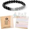 20-Piece Lot &ndash; NEW &ldquo;To My Son&rdquo; Lava Rock & Moonstone Bracelets with Gift Boxes - 2