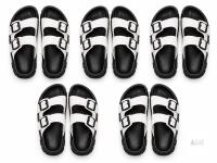 5 New Size 8 Men's Harssidanzar l Slides Sandals Double Buckle Adjustable Slides EVA Flat Sandals KM243CA