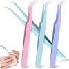 9 new SHINEOFI 4pcs Precision Tweezers, Stainless Steel Pointed Tweezers for Craft, Nail Sticker and Scrapbooking Tools with Protective Caps - 3