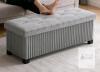NEW LITZFUR 110cm Grey Velvet Storage Ottoman Bench with Tufted Top and Folding Design - 3
