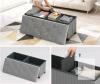 NEW LITZFUR 110cm Grey Velvet Storage Ottoman Bench with Tufted Top and Folding Design - 4