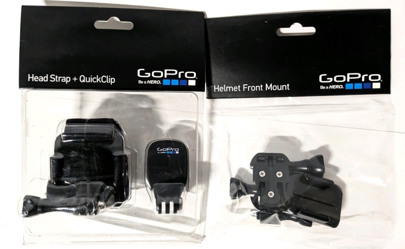 New GoPro Helmet Front Mount (AFMT-001) & Head Strap w QuickClip (ACHOM-001).