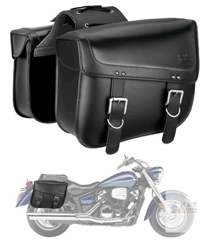 NEW KEMIMOTO 30L Motorcycle Saddlebags, PU Leather, 13.8"x6.3"x10.8", Universal Fit, Black