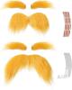 2 SETS (1 pack) Yellow Mustache and Eyebrows with Spare Tape, Realistic Yellow Fake Mustache and Eyebrows - 3