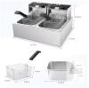 NEW TANGME Commercial Double Tank Electric Deep Fryer, 3600W, 20L Capacity, Stainless Steel - 2