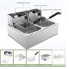 NEW TANGME Commercial Double Tank Electric Deep Fryer, 3600W, 20L Capacity, Stainless Steel - 4