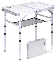 NEW Sportneer Small Folding Camping Table 2ft, Adjustable Heights, Mesh Layer, Aluminum Frame