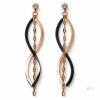 NEW COOLSTEELANDBEYOND Two-Tone Rose Gold & Black Infinity Drop Earrings with Rhinestone Studs