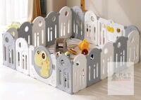 NEW JONUTATO 18-Panel Foldable Baby Playpen with Activity Panel and Basketball Hoop