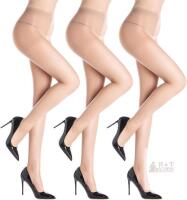 New Size LG WAKUNA 3 Pairs Tights For Women 20D Pantyhose Control Top Invisible Reinforced Toes