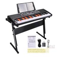NEW 24HOCL BD-681 61-Key Electronic Keyboard with Stand, Lighted Keys, and Accessories