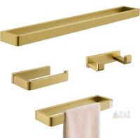 NEW YACVCL 4-Piece Brushed Gold Stainless Steel Bathroom Hardware Set, Modern Wall-Mounted Accessories