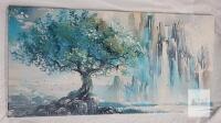 New - Turquoise Mountains and Tree Wall Art Decor Print Artwork , 20"&times;40"