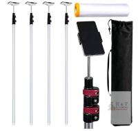 NEW Telescoping 12FT Dust Barrier Poles Kit, 4 Aluminum Poles, Plastic Film, Carry Bag Included