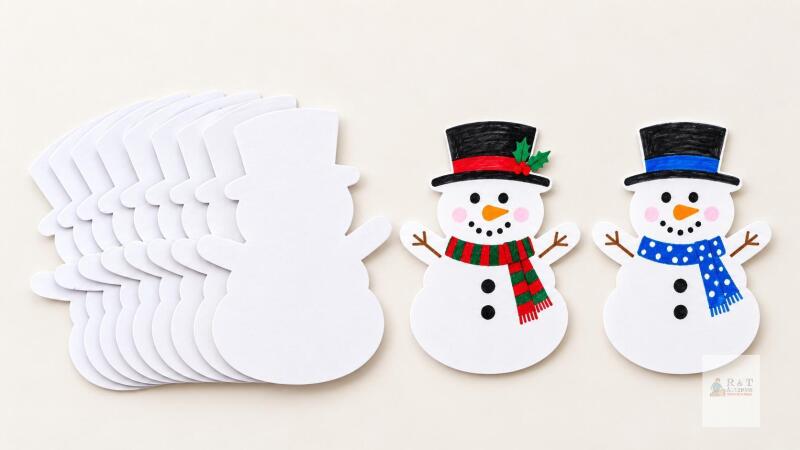 New INCLUDES GLUE DOTS Geyee 100 Pcs Christmas Theme 10cm Snowman Cutouts for Classroom Bulletin Board Decoration Winter Paper Creative Cutouts with 100 Pcs Glue Point Dots for Kids DIY Craft School Projects Xmas Party Supply