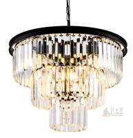 NEW 20" 3-Tier K9 Crystal Chandelier, 8-Light E12 Base, Adjustable Height, Black Frame
