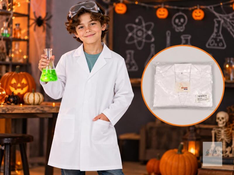New Size 6-8 yrs Unisex Duggy Dee Children's Lanlb Coats, Doctor Coat with Pockets, White Medical Coat for School Science Costume