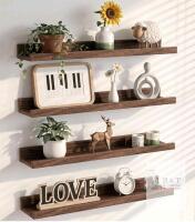 NEW Heimlove 24-Inch Walnut Floating Picture Ledge Shelves, Set of 4 with Varying Depths
