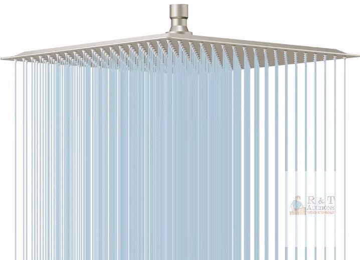 NEW BESy 16" Square Rainfall High Pressure Showerhead, Brushed Nickel Finish