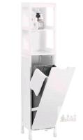 NEW SoBuy BZR123-W Slim Bathroom Cabinet with Tilt-Out Hamper, 2 Shelves, White, 57"x12"x12"