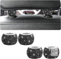 New XINLIYA 4 Pack Car Headrest Collars, Bling Car Head Rest Collars Rings Decor, Rhinestone Car Head Rest Collars, Interior Car Seat Accessory, Crystal Decoration Charms for Car SUV Truck (Black)