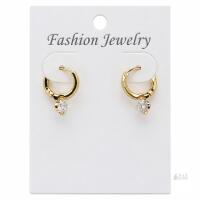 NEW Gold-Tone Cubic Zirconia Huggie Hoop Earrings with Sparkling Bowknot-Style Detail, Pai