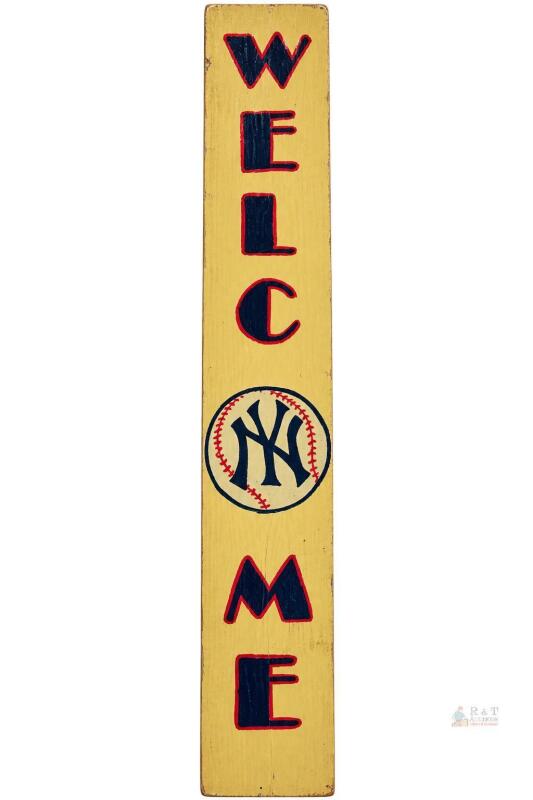 NY New York Yankees WELCOME Hamdmade Wood Sign , Measures 5.5"&times;34"