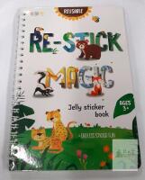 NEW SEALED Hebay Heba6177 RE-STICK MAGIC Jungle Theme Jelly Sticker Book, 6 Pages, 30+ Reusable Stickers