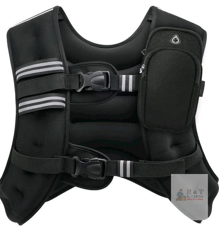 NEW 20lb Weighted Vest with Reflective Stripes, Adjustable Straps, and Storage Pockets